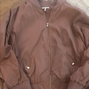 Charlotte Russe Dusty Rose Zip-Front Bomber Jacket